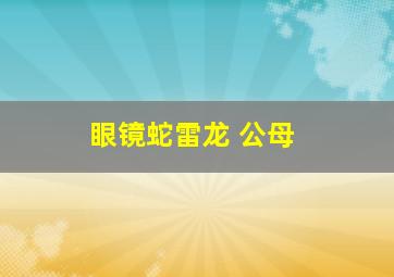 眼镜蛇雷龙 公母